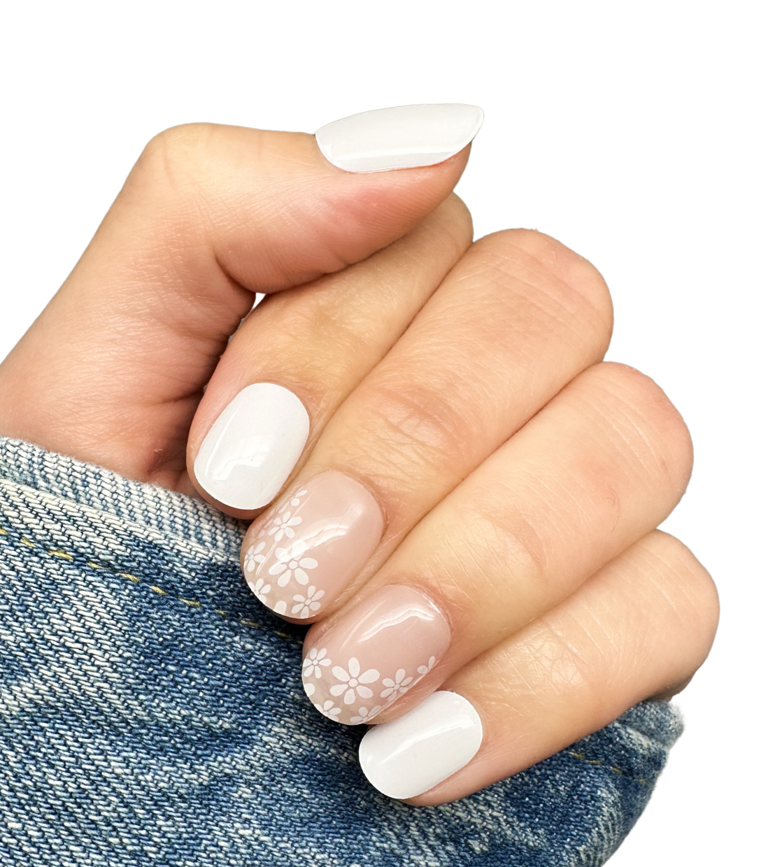 Fresh Floral Gel Short Nail Designs