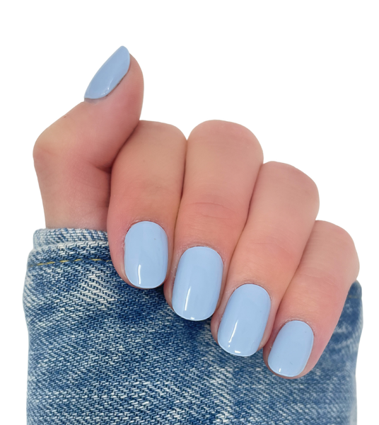 soft blue nails